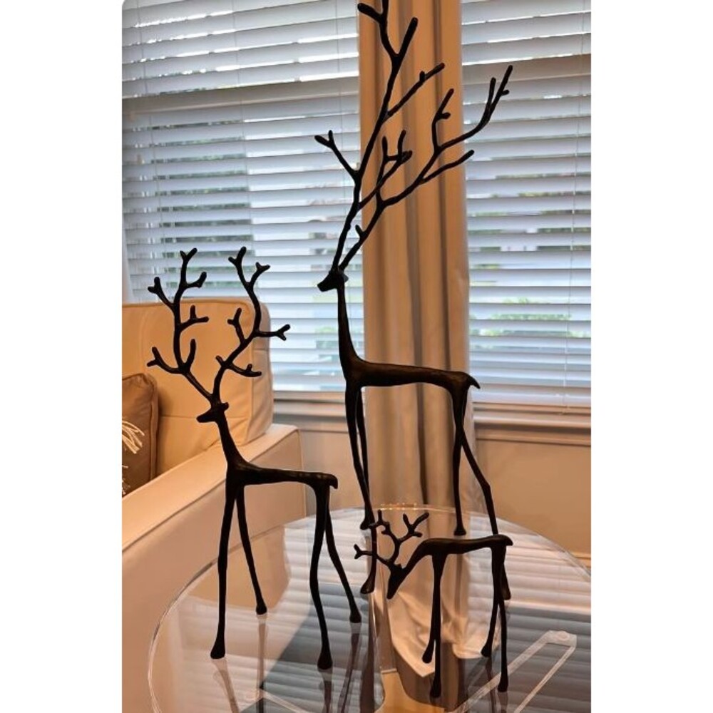 Pottery Barn Christmas Bronze Sculpted Holiday Reindeer Set of 3 NOT DUPES NEW